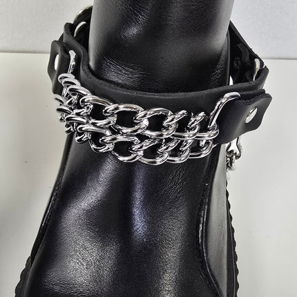 BS165  CHROME CHAIN GENUINE LEATHER  BOOTSTRAP