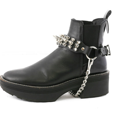 BS221R  THREE ROW SPIKE RING BOOT STRAP