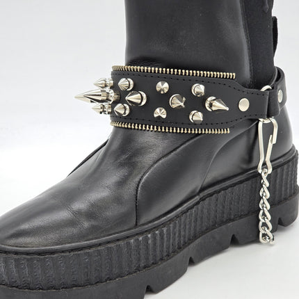 BS231ZIPPER   THREE ROW SPIKE BOOTSTRAP ZIPPER TEETH EDGE