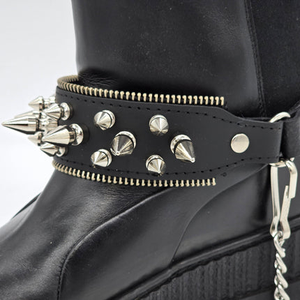 BS231ZIPPER   THREE ROW SPIKE BOOTSTRAP ZIPPER TEETH EDGE