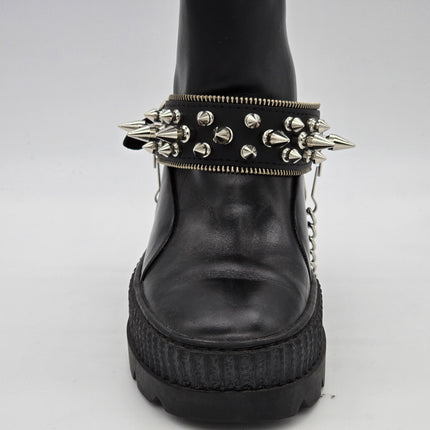 BS231ZIPPER   THREE ROW SPIKE BOOTSTRAP ZIPPER TEETH EDGE