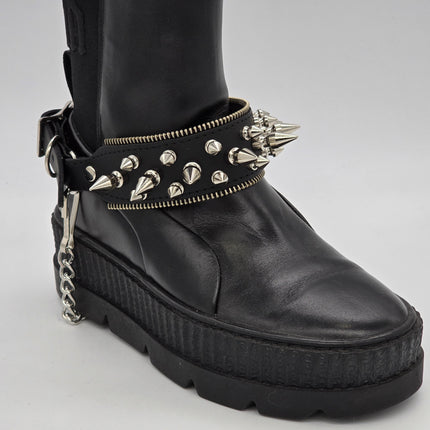 BS231ZIPPER   THREE ROW SPIKE BOOTSTRAP ZIPPER TEETH EDGE