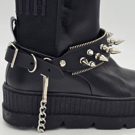 BS231ZIPPER   THREE ROW SPIKE BOOTSTRAP ZIPPER TEETH EDGE