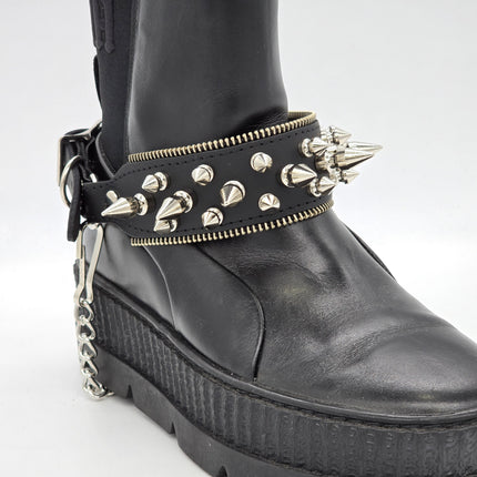BS231ZIPPER   THREE ROW SPIKE BOOTSTRAP ZIPPER TEETH EDGE