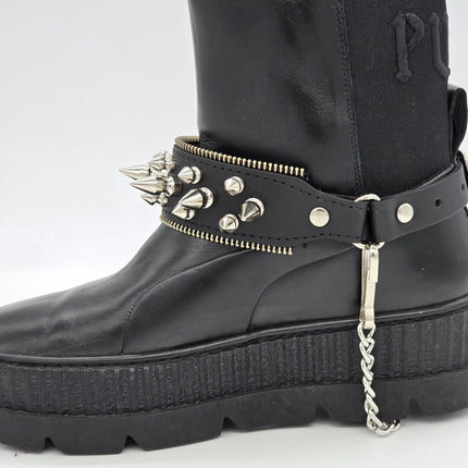 BS231ZIPPER   THREE ROW SPIKE BOOTSTRAP ZIPPER TEETH EDGE