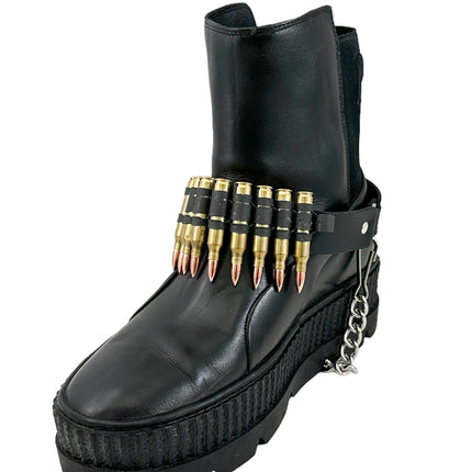 BS336  LINKED  BULLET BOOTSTRAP OVER LEATHER 1 PIECE