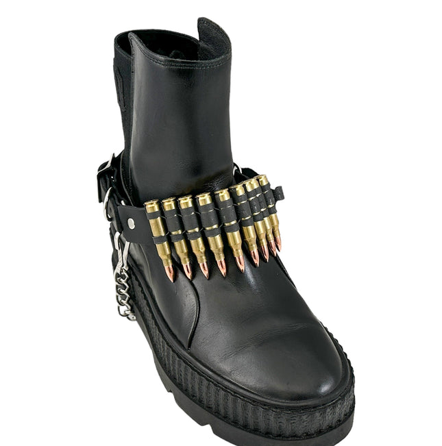 BS336  LINKED  BULLET BOOTSTRAP OVER LEATHER 1 PIECE