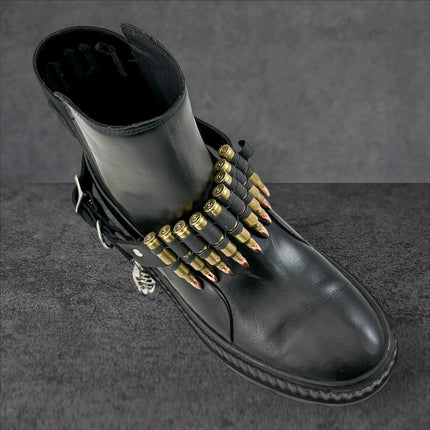 BS336  LINKED  BULLET BOOTSTRAP OVER LEATHER 1 PIECE