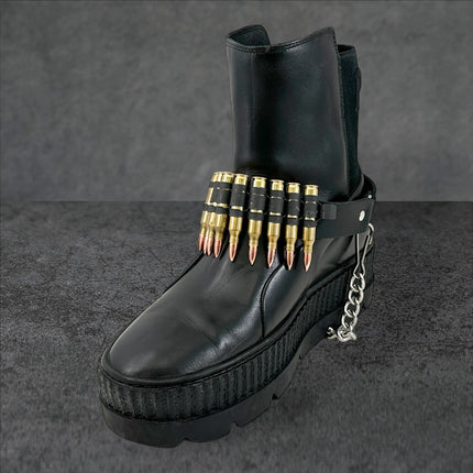 BS336  LINKED  BULLET BOOTSTRAP OVER LEATHER 1 PIECE