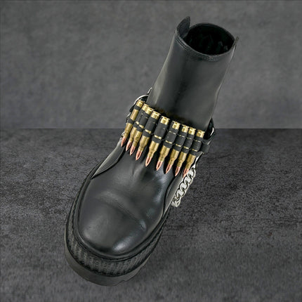 BS336  LINKED  BULLET BOOTSTRAP OVER LEATHER 1 PIECE