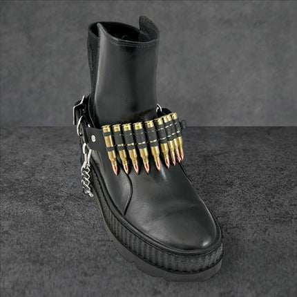 BS336  LINKED  BULLET BOOTSTRAP OVER LEATHER 1 PIECE