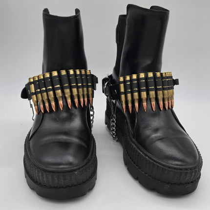 BS336  LINKED  BULLET BOOTSTRAP OVER LEATHER 1 PIECE