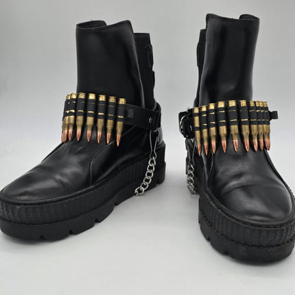 BS336  LINKED  BULLET BOOTSTRAP OVER LEATHER 1 PIECE