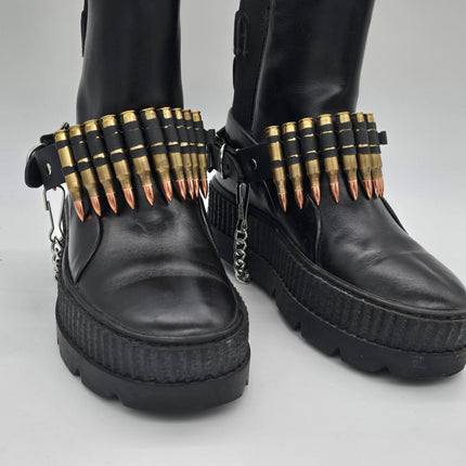 BS336  LINKED  BULLET BOOTSTRAP OVER LEATHER 1 PIECE