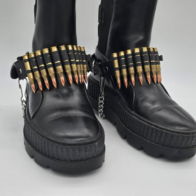 BS336  LINKED  BULLET BOOTSTRAP OVER LEATHER 1 PIECE