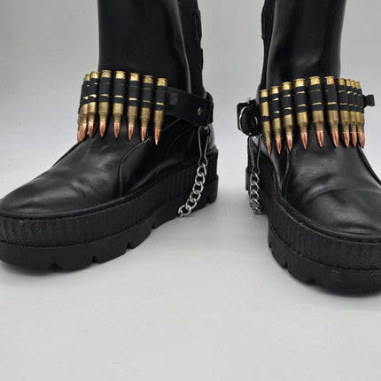 BS336  LINKED  BULLET BOOTSTRAP OVER LEATHER 1 PIECE