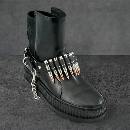 BS336  LINKED  BULLET BOOTSTRAP OVER LEATHER 1 PIECE