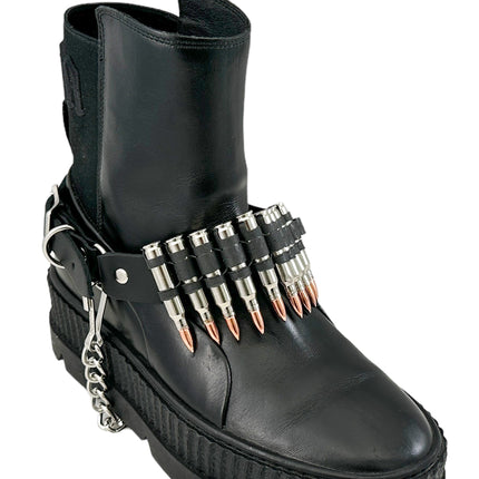BS336  LINKED  BULLET BOOTSTRAP OVER LEATHER 1 PIECE