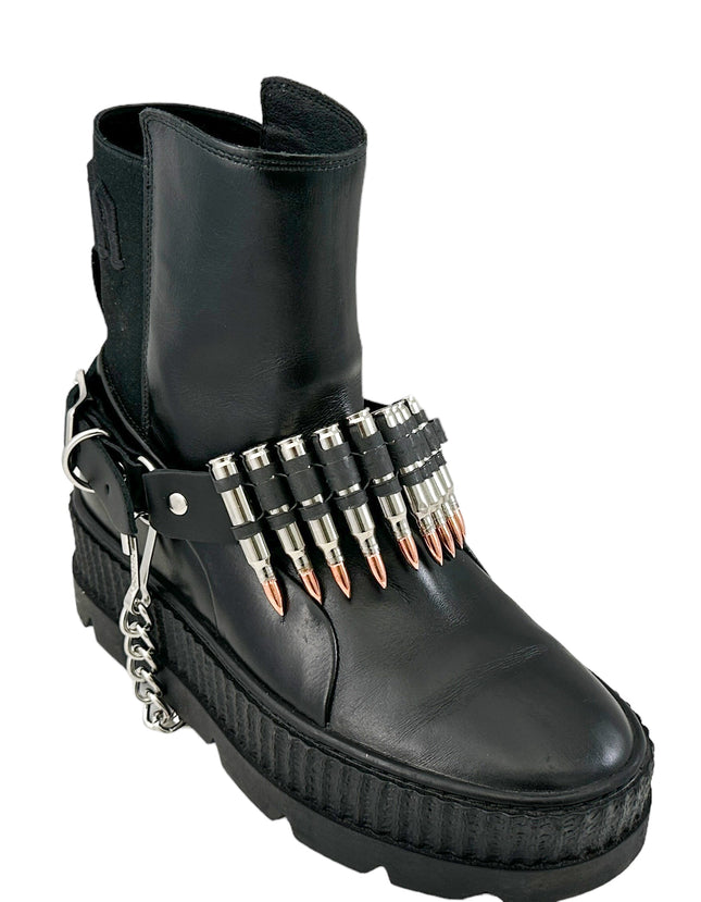 BS336  LINKED  BULLET BOOTSTRAP OVER LEATHER 1 PIECE