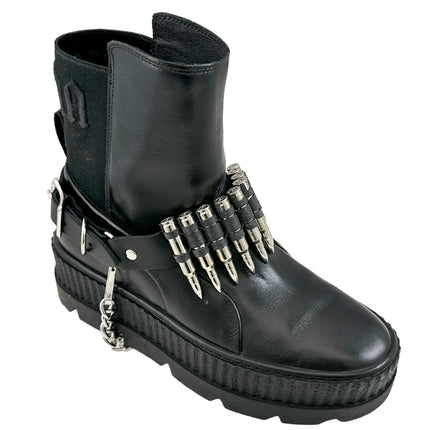 BS336  LINKED  BULLET BOOTSTRAP OVER LEATHER 1 PIECE