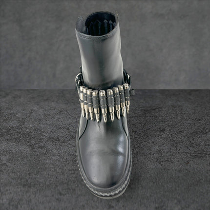 BS336  LINKED  BULLET BOOTSTRAP OVER LEATHER 1 PIECE