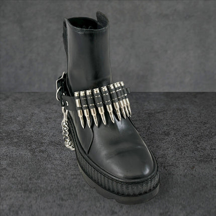 BS336  LINKED  BULLET BOOTSTRAP OVER LEATHER 1 PIECE