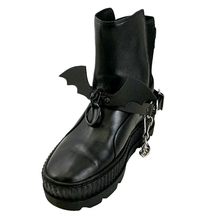 BS342 BAT WING  BONDAGE RING BOOTSTRAP OVER LEATHER