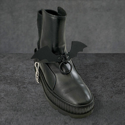 BS342 BAT WING  BONDAGE RING BOOTSTRAP OVER LEATHER