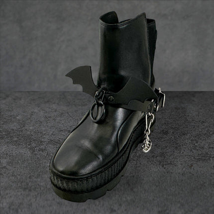 BS342 BAT WING  BONDAGE RING BOOTSTRAP OVER LEATHER