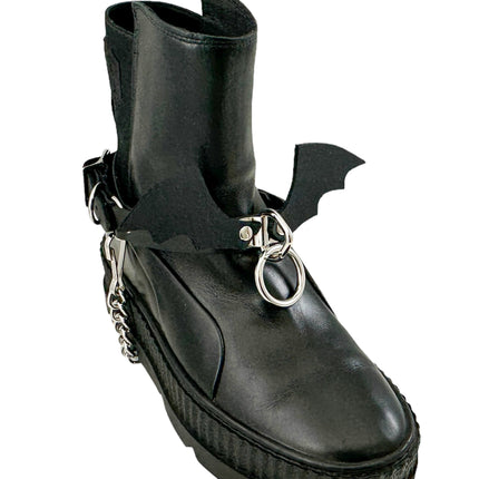 BS342 BAT WING  BONDAGE RING BOOTSTRAP OVER LEATHER