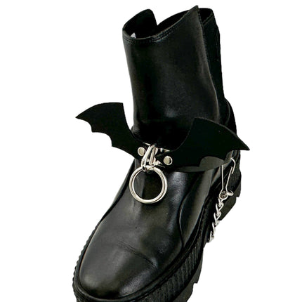 BS342 BAT WING  BONDAGE RING BOOTSTRAP OVER LEATHER
