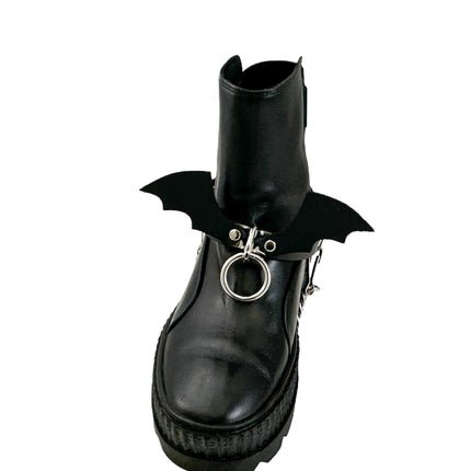BS342 BAT WING  BONDAGE RING BOOTSTRAP OVER LEATHER