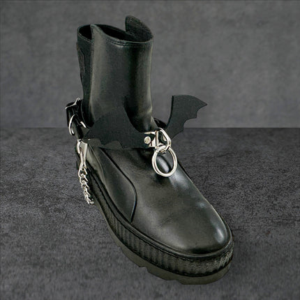 BS342 BAT WING  BONDAGE RING BOOTSTRAP OVER LEATHER