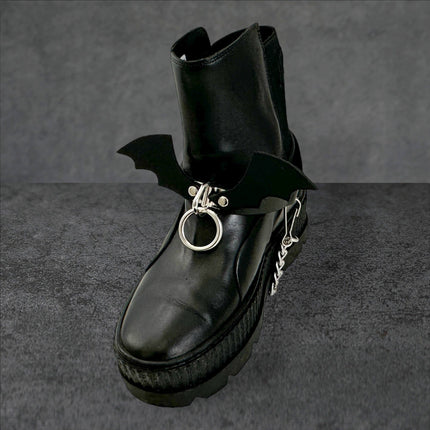 BS342 BAT WING  BONDAGE RING BOOTSTRAP OVER LEATHER