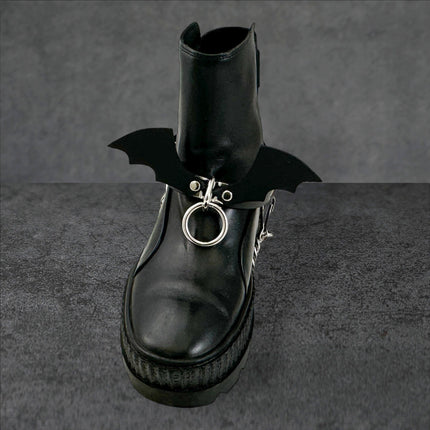 BS342 BAT WING  BONDAGE RING BOOTSTRAP OVER LEATHER