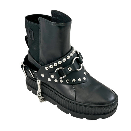 BS343  3 RING  BONDAGE STYLE  BOOTSTRAP OVER LEATHER