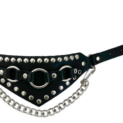 BS343  3 RING  BONDAGE STYLE  BOOTSTRAP OVER LEATHER