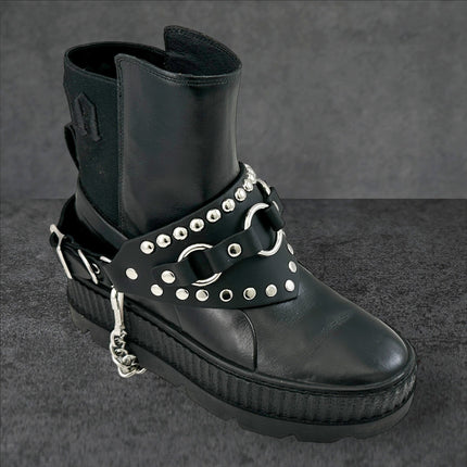 BS343  3 RING  BONDAGE STYLE  BOOTSTRAP OVER LEATHER