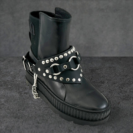 BS343  3 RING  BONDAGE STYLE  BOOTSTRAP OVER LEATHER