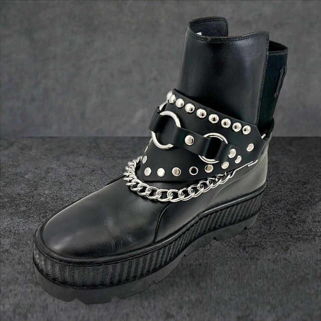 BS343  3 RING  BONDAGE STYLE  BOOTSTRAP OVER LEATHER