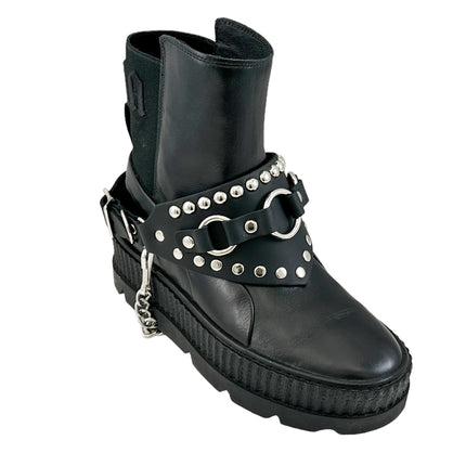 BS343  3 RING  BONDAGE STYLE  BOOTSTRAP OVER LEATHER