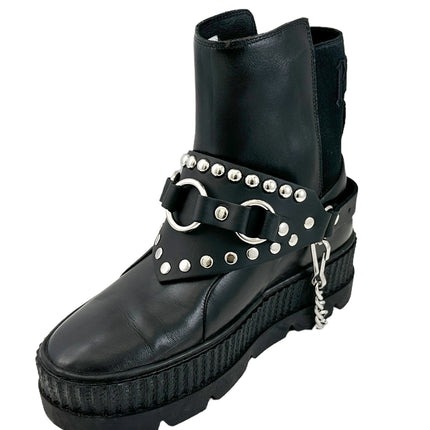 BS343  3 RING  BONDAGE STYLE  BOOTSTRAP OVER LEATHER