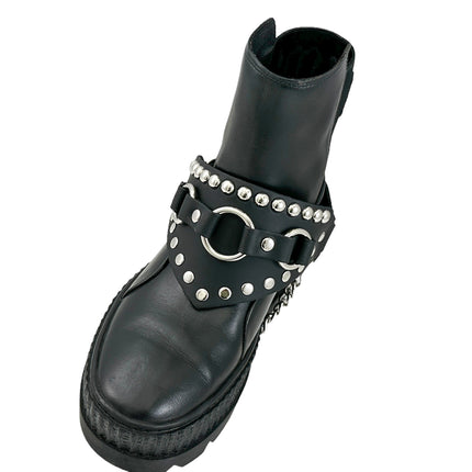 BS343  3 RING  BONDAGE STYLE  BOOTSTRAP OVER LEATHER
