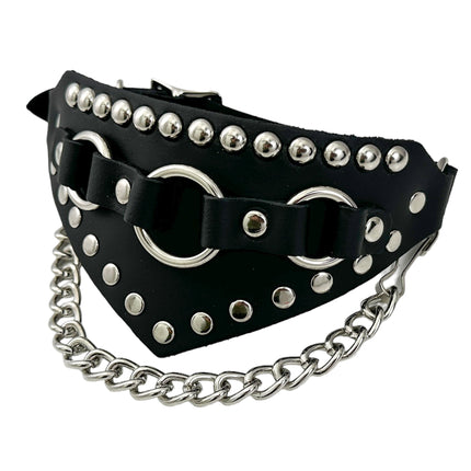 BS343  3 RING  BONDAGE STYLE  BOOTSTRAP OVER LEATHER