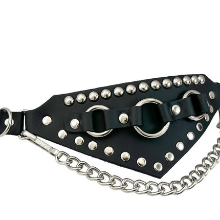 BS343  3 RING  BONDAGE STYLE  BOOTSTRAP OVER LEATHER
