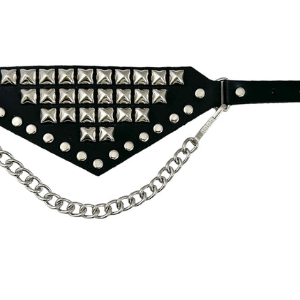 BS346 PYRAMID STUDDED TRIANGULAR   BOOTSTRAP OVER LEATHER