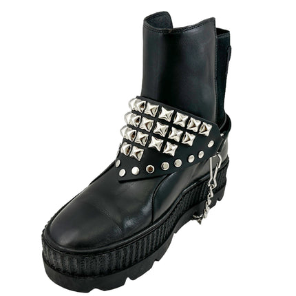 BS346 PYRAMID STUDDED TRIANGULAR   BOOTSTRAP OVER LEATHER