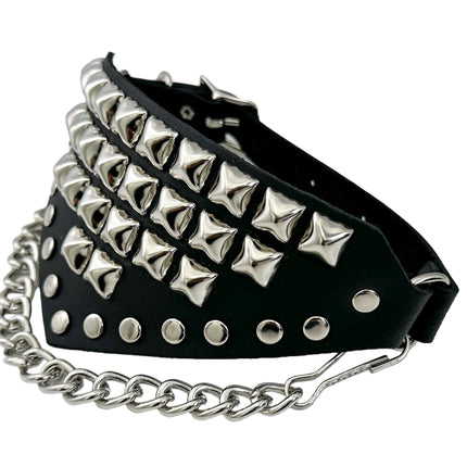 BS346 PYRAMID STUDDED TRIANGULAR   BOOTSTRAP OVER LEATHER