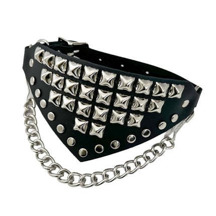BS346 PYRAMID STUDDED TRIANGULAR   BOOTSTRAP OVER LEATHER