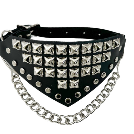 BS346 PYRAMID STUDDED TRIANGULAR   BOOTSTRAP OVER LEATHER